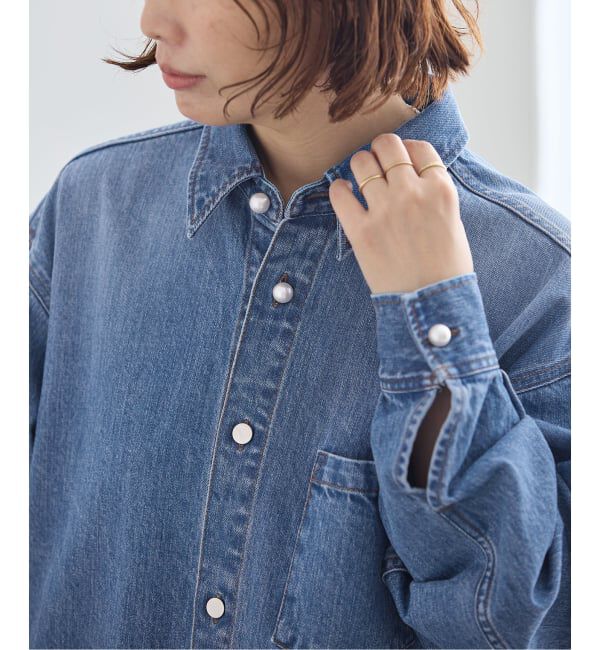 journal standard L'essage「パールボタンデニムシャツ」|シャツ・ブラウス|ブルー A