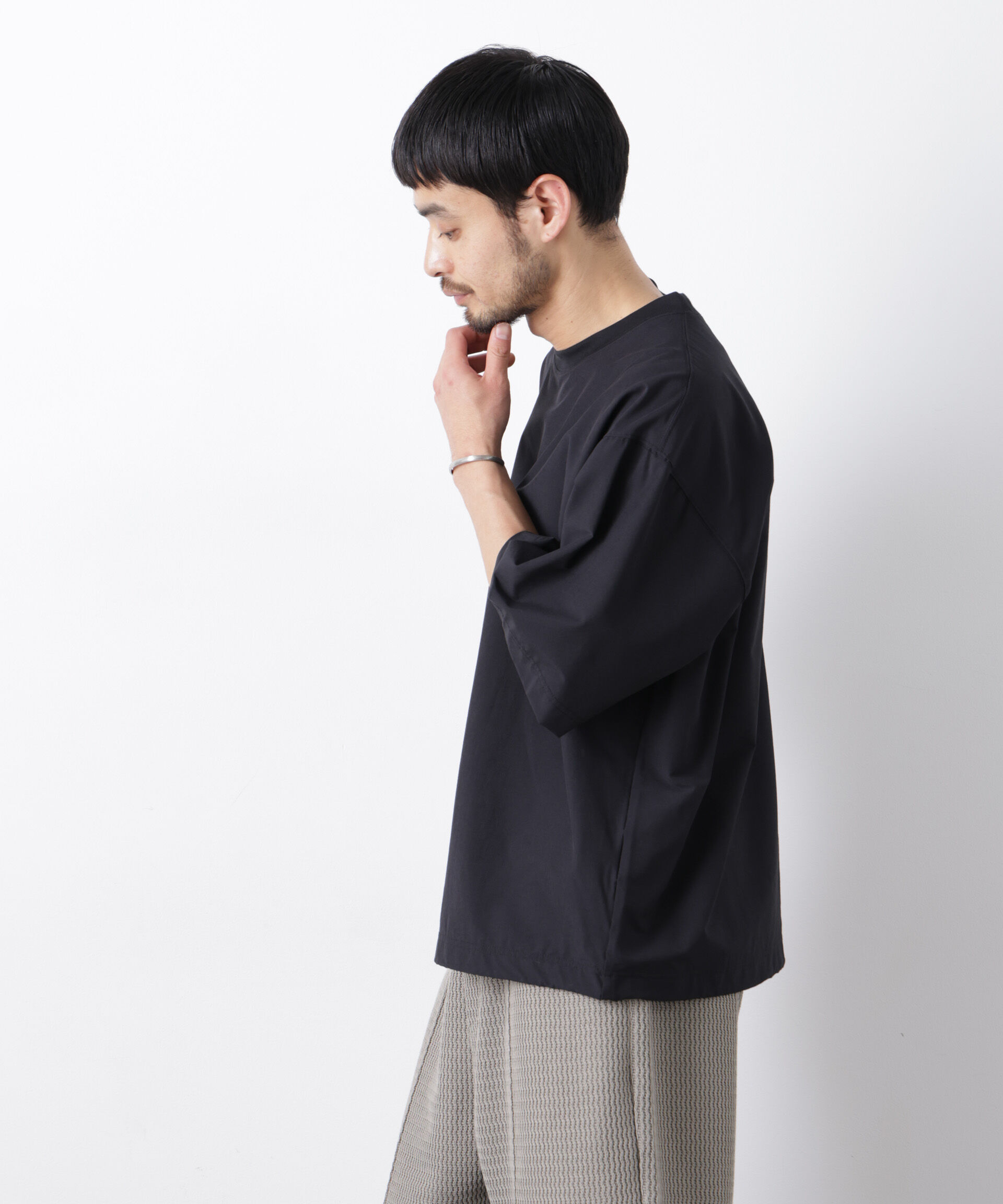 NANO universe「ストレッチワイドプルオーバー Tシャツ半袖（セットアップ可）」|Tシャツ・カットソー|