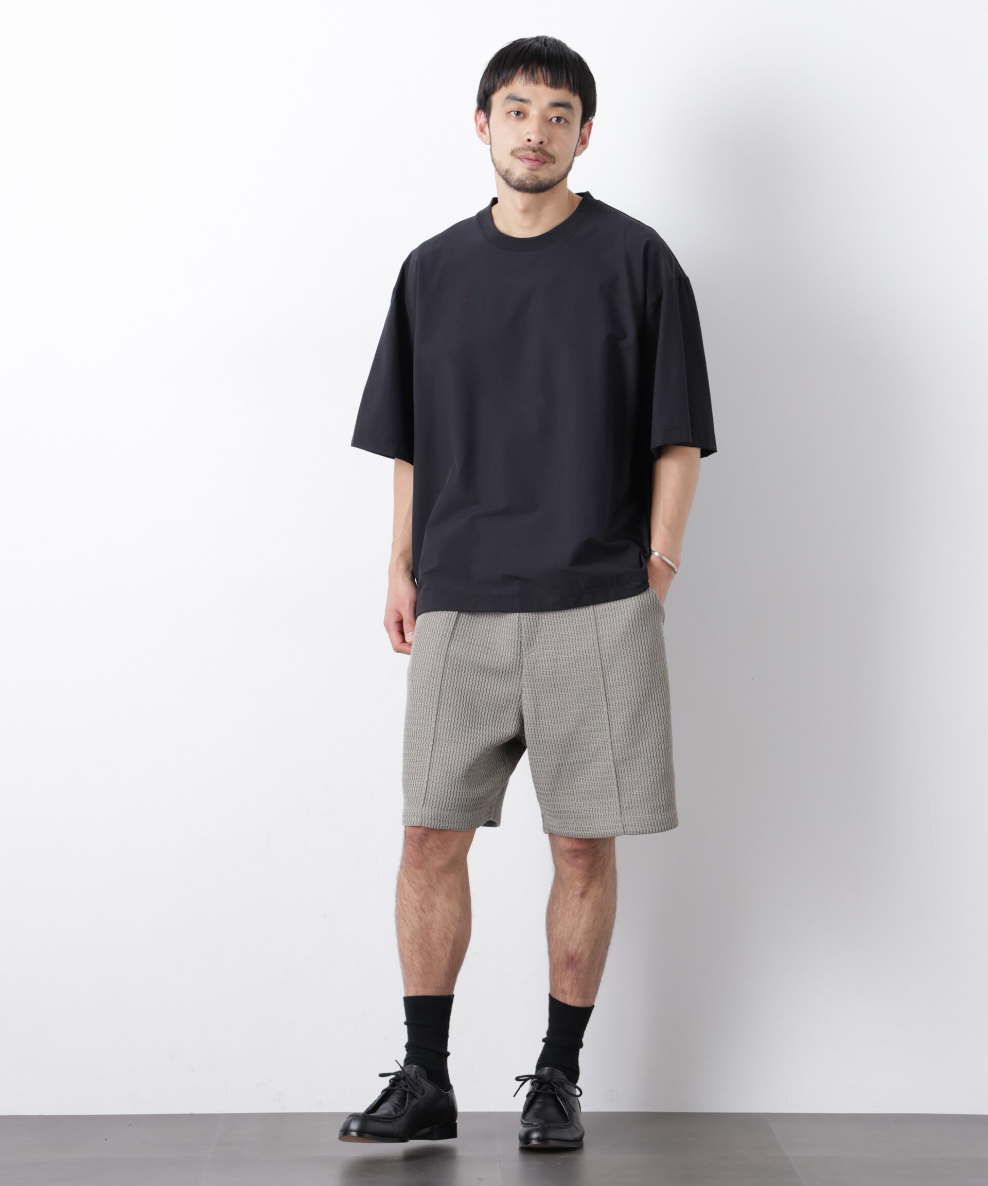 NANO universe「ストレッチワイドプルオーバー Tシャツ半袖（セットアップ可）」|Tシャツ・カットソー|