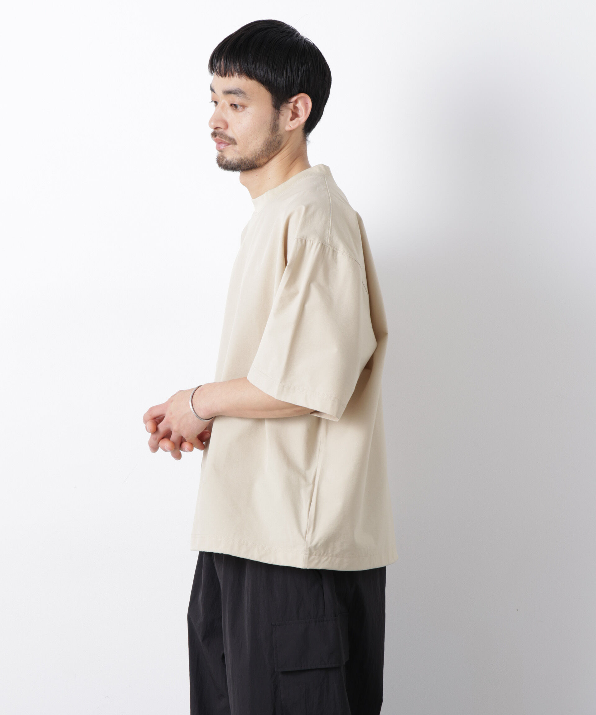 NANO universe「ストレッチワイドプルオーバー Tシャツ半袖（セットアップ可）」|Tシャツ・カットソー|