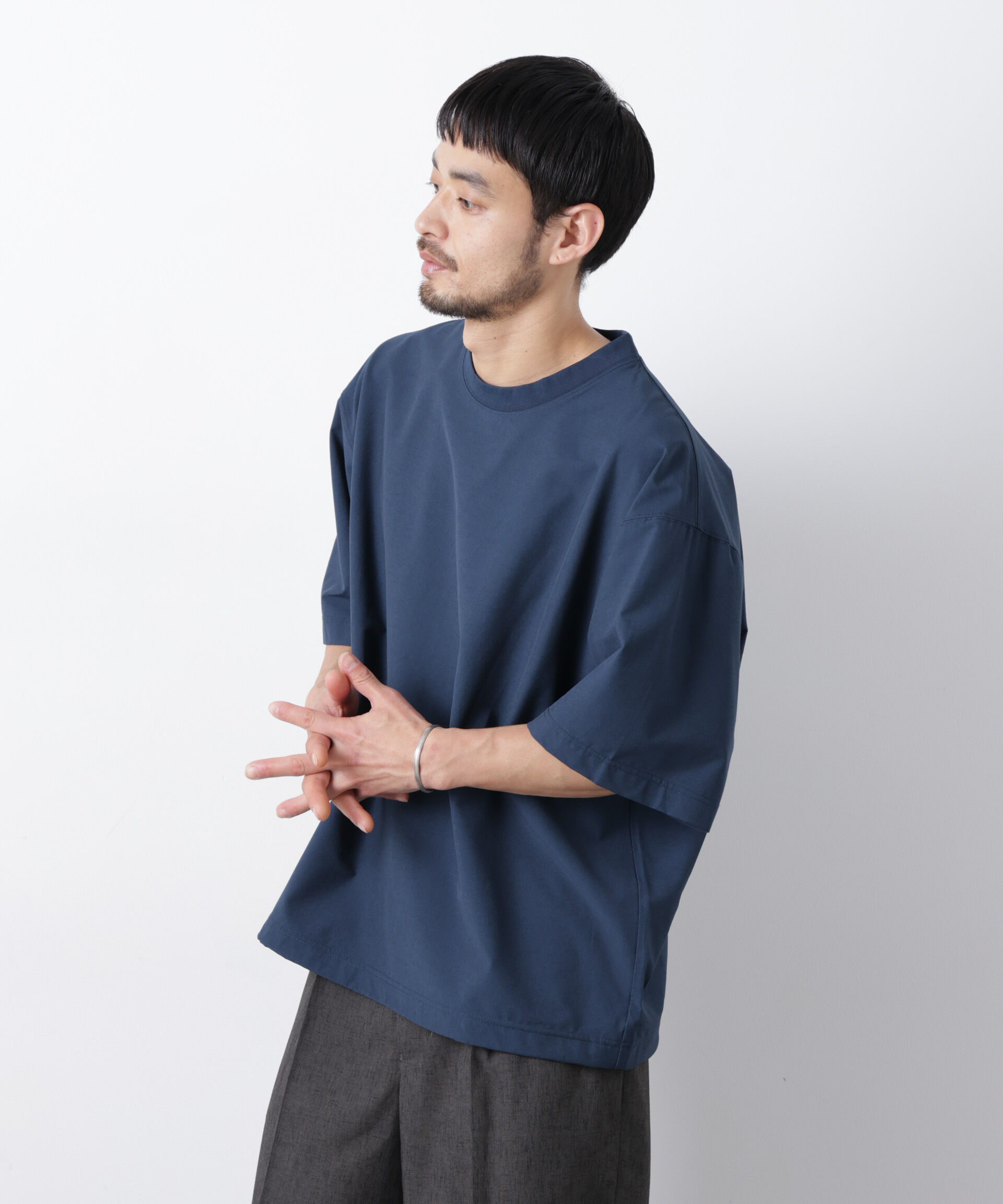 NANO universe「ストレッチワイドプルオーバー Tシャツ半袖（セットアップ可）」|Tシャツ・カットソー|