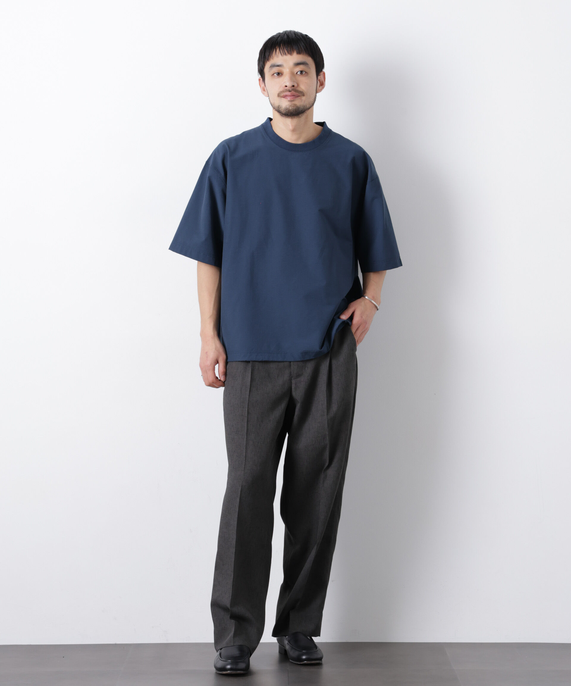 NANO universe「ストレッチワイドプルオーバー Tシャツ半袖（セットアップ可）」|Tシャツ・カットソー|