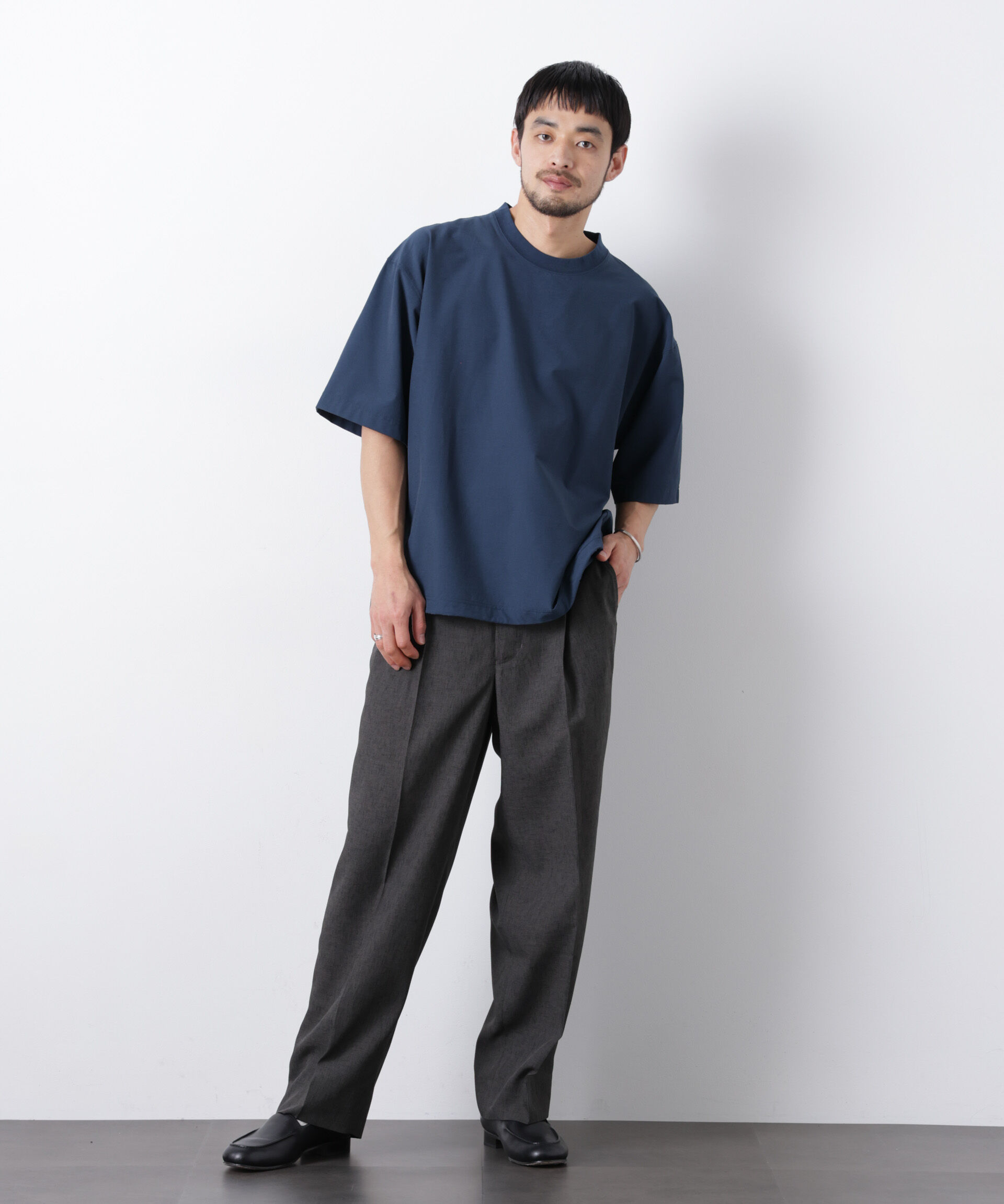 NANO universe「ストレッチワイドプルオーバー Tシャツ半袖（セットアップ可）」|Tシャツ・カットソー|