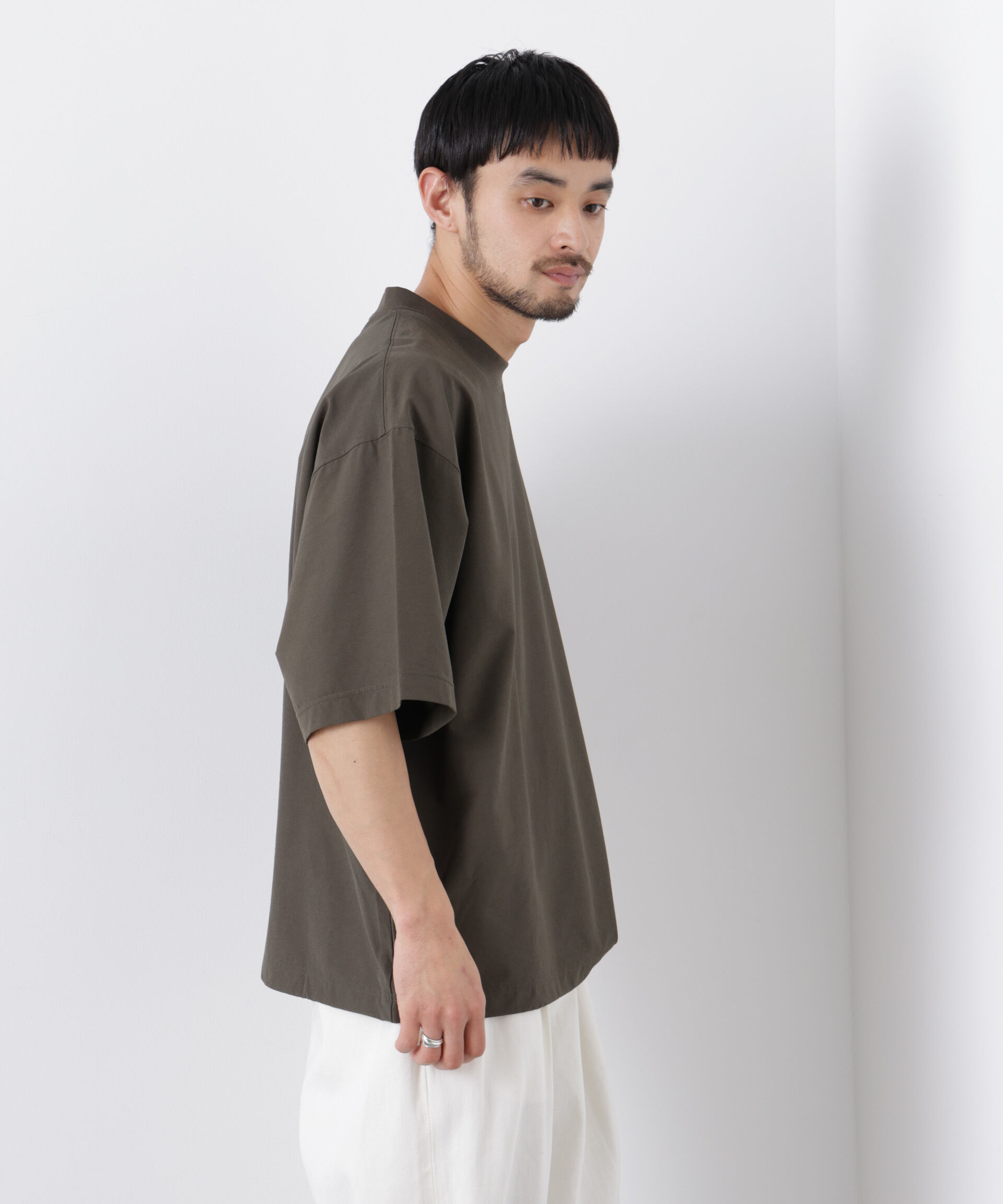 NANO universe「ストレッチワイドプルオーバー Tシャツ半袖（セットアップ可）」|Tシャツ・カットソー|