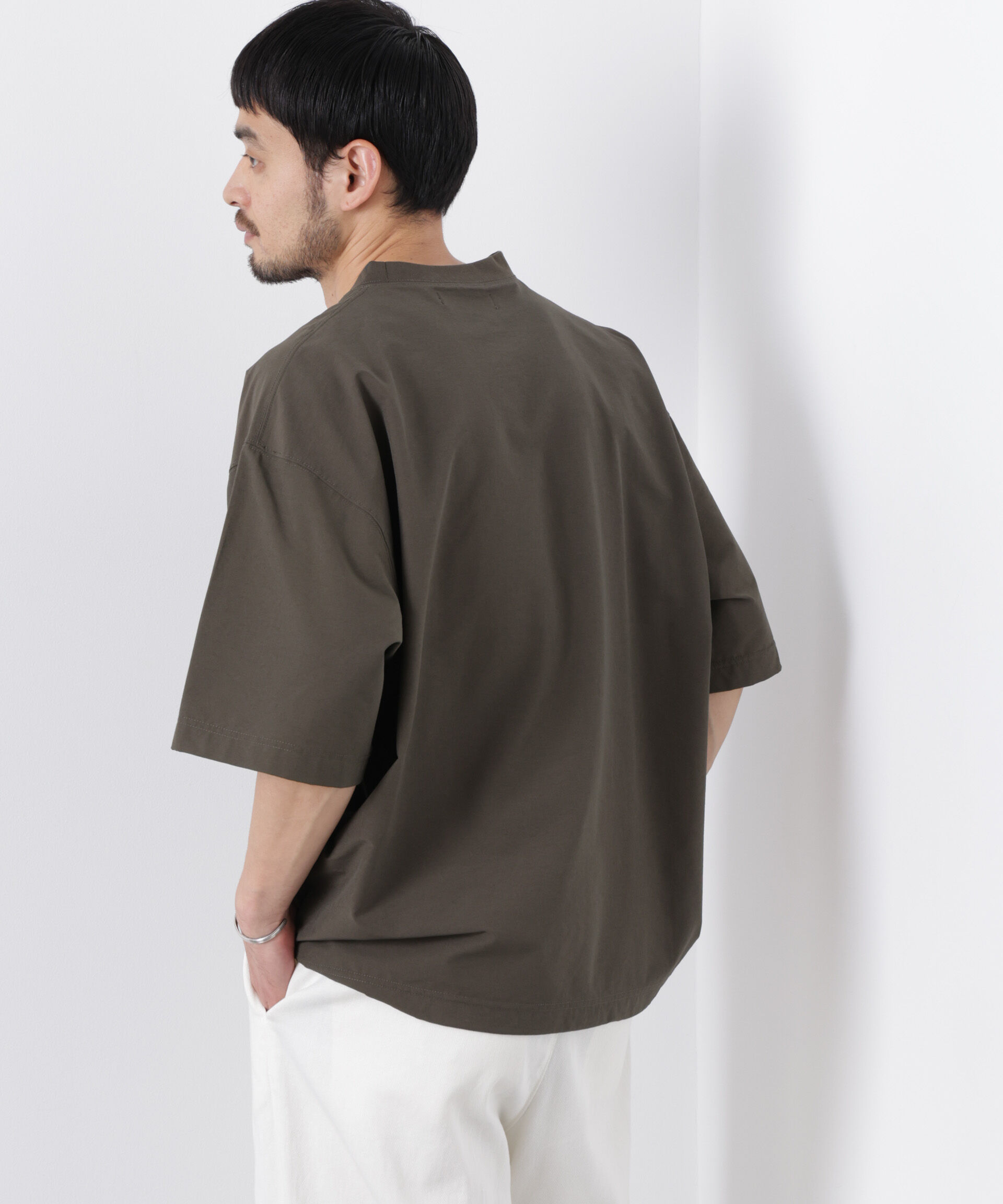 NANO universe「ストレッチワイドプルオーバー Tシャツ半袖（セットアップ可）」|Tシャツ・カットソー|