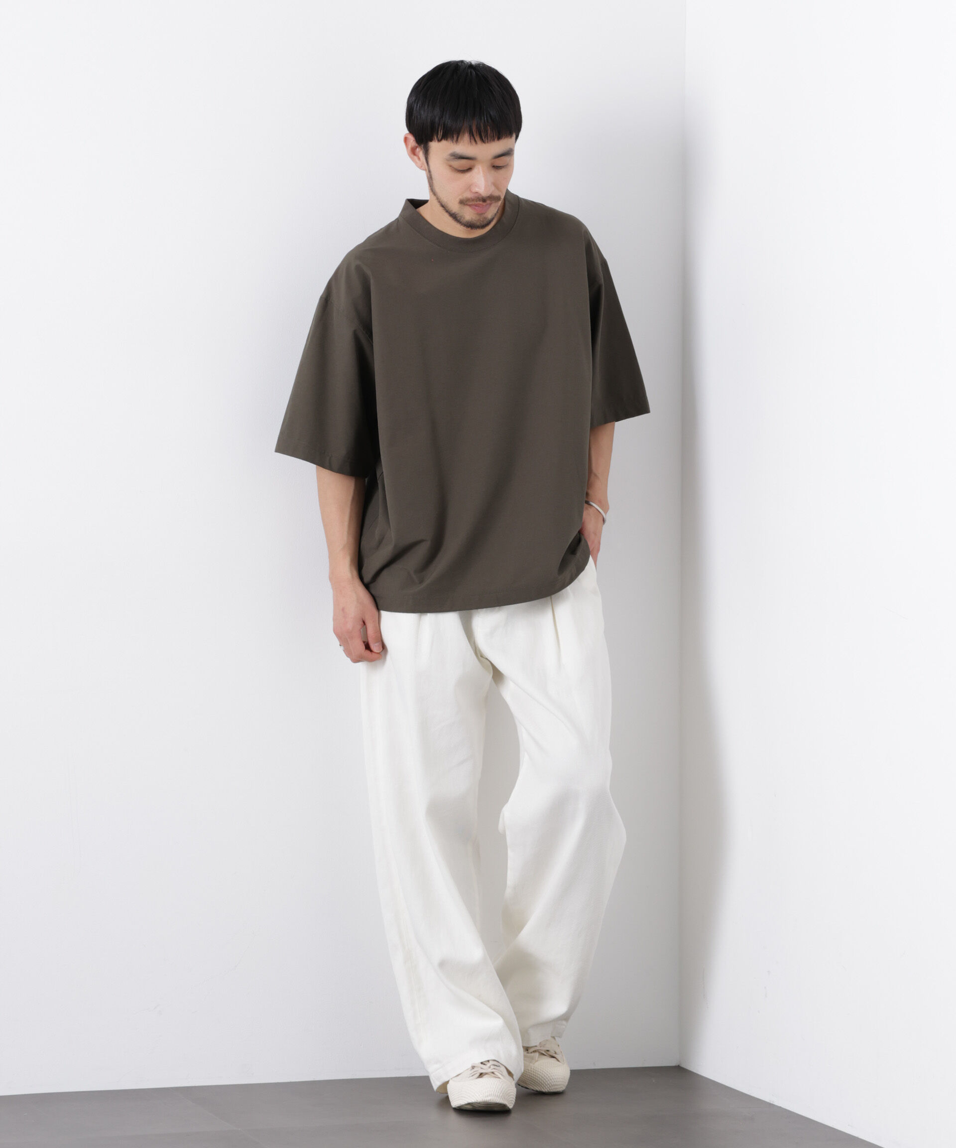 NANO universe「ストレッチワイドプルオーバー Tシャツ半袖（セットアップ可）」|Tシャツ・カットソー|