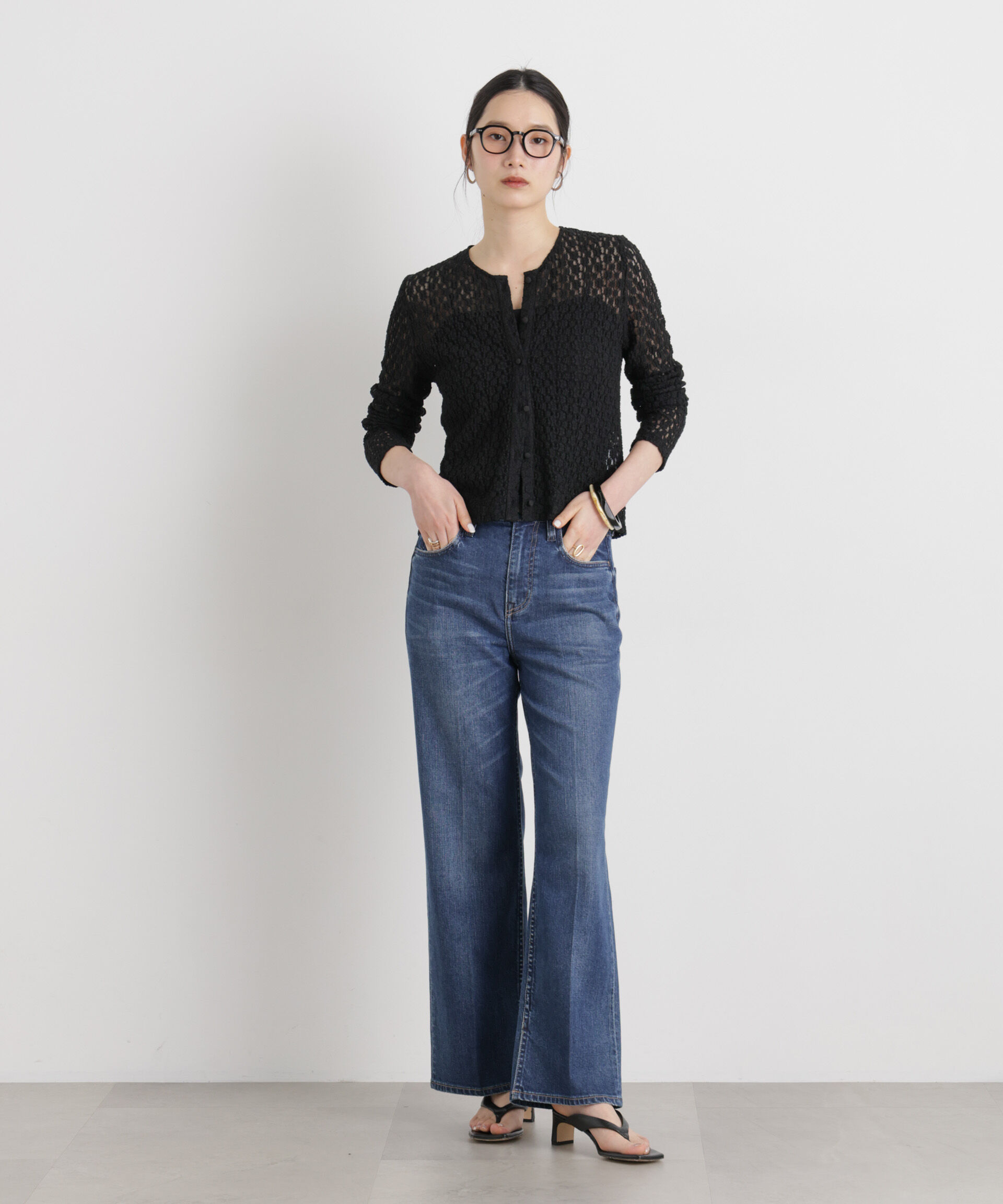 NANO universe「シュリンクレースカットカーディガン」|Tシャツ・カットソー|