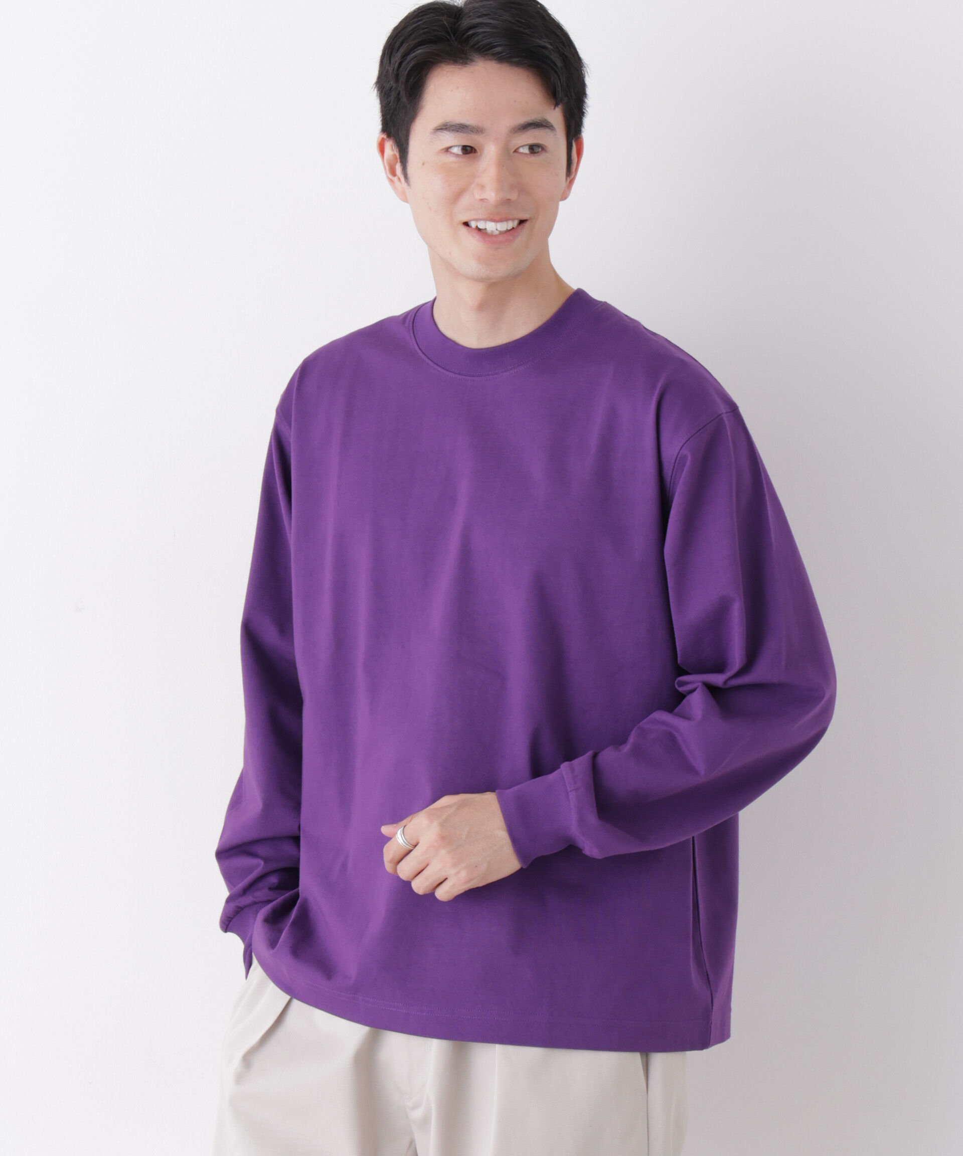 NANO universe「8ozビッグシルエットTシャツ 長袖」|Tシャツ・カットソー|パープル