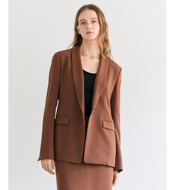 BEIGE,「【Precious掲載】GYPSUM / シルキータッチ ショールカラージャケット」|テーラードジャケット|Brown