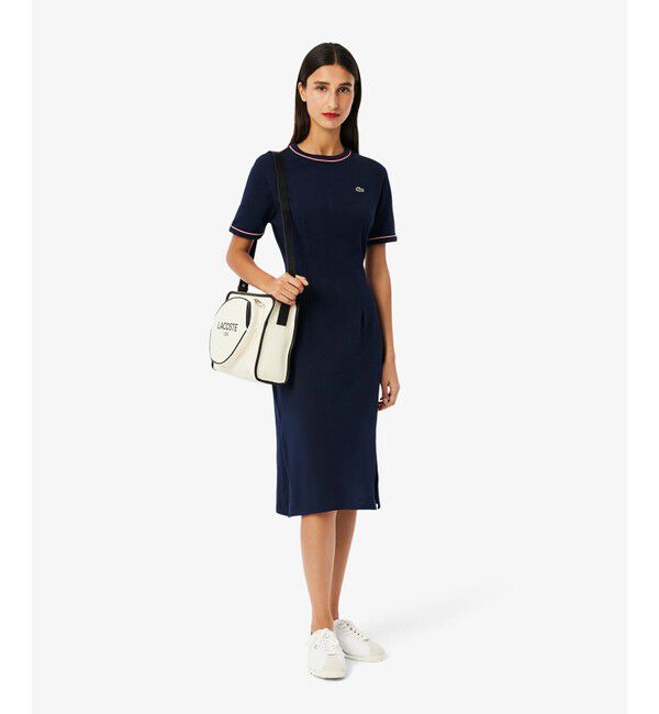 LACOSTE「配色ラインドリブTシャツドレス ワンピース」|ワンピース|