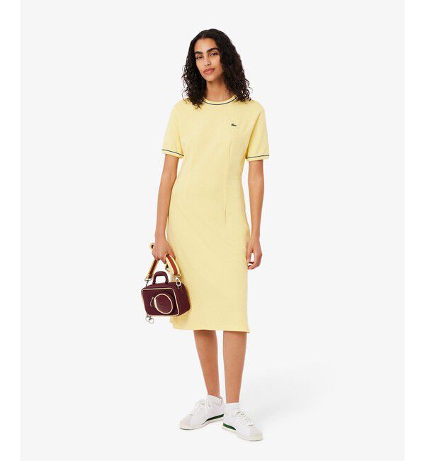 LACOSTE「配色ラインドリブTシャツドレス ワンピース」|ワンピース|イエロー