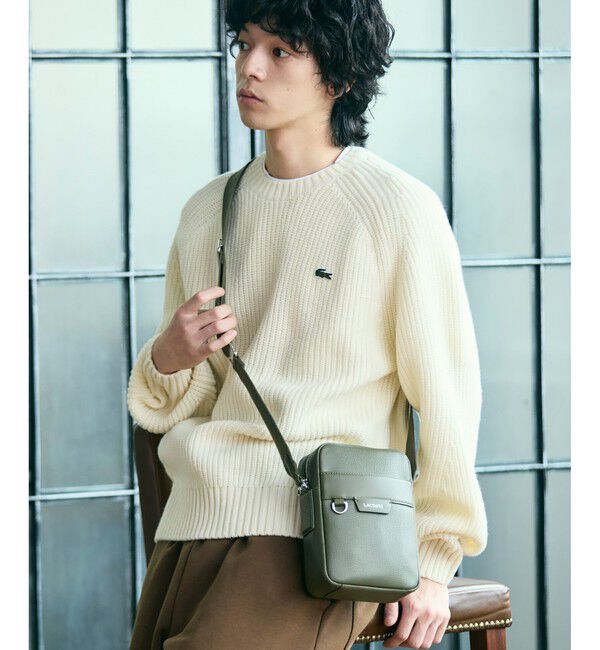LACOSTE「オシアン レザーサッチェルバッグ」|ショルダー・メッセンジャー|