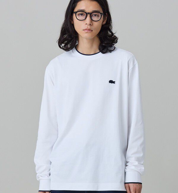 LACOSTE「【オンライン限定】LACOSTE  オーバーサイズ 配色ラインリブ ロングスリーブTシャツ」|Tシャツ・カットソー|