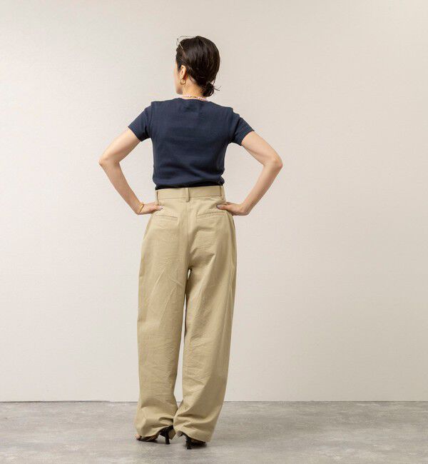 MAQWEL「【MAQWEL/マクウェル】ウォッシャブルCOTTON RIB 半袖Tシャツ」|Tシャツ・カットソー|