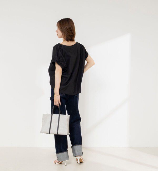 NOLLEY'S「《セットアップ対応》ウォッシャブルエクセルテックタンブラーギャザーフレンチスリーブブラウス」|シャツ・ブラウス|