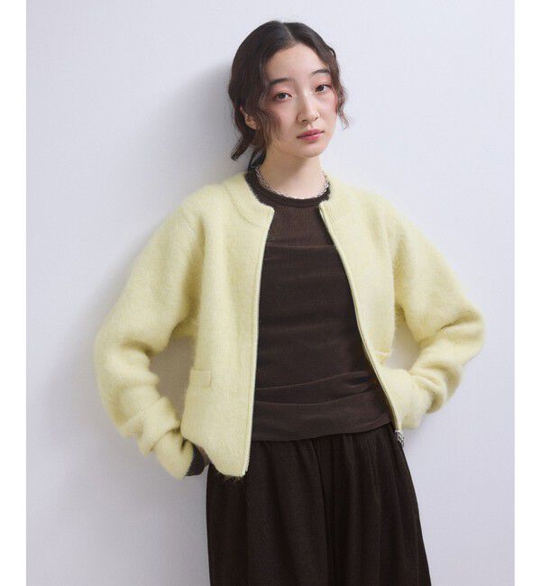 ADAM ET ROPE'「【WEB限定】フラッフィージップショートカーディガン」|カーディガン|