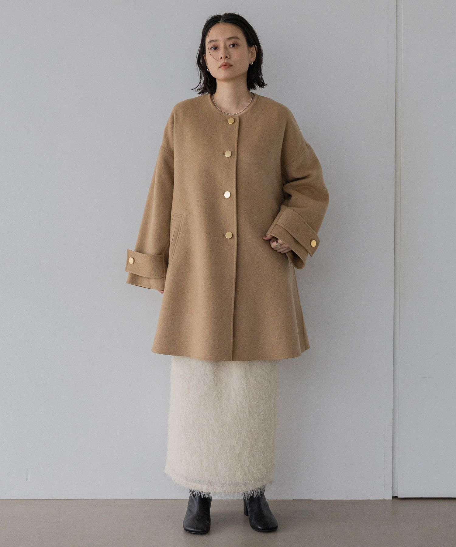 A part by 「【名品シリーズ】カシープノーカラーコート」|ノーカラーコート|