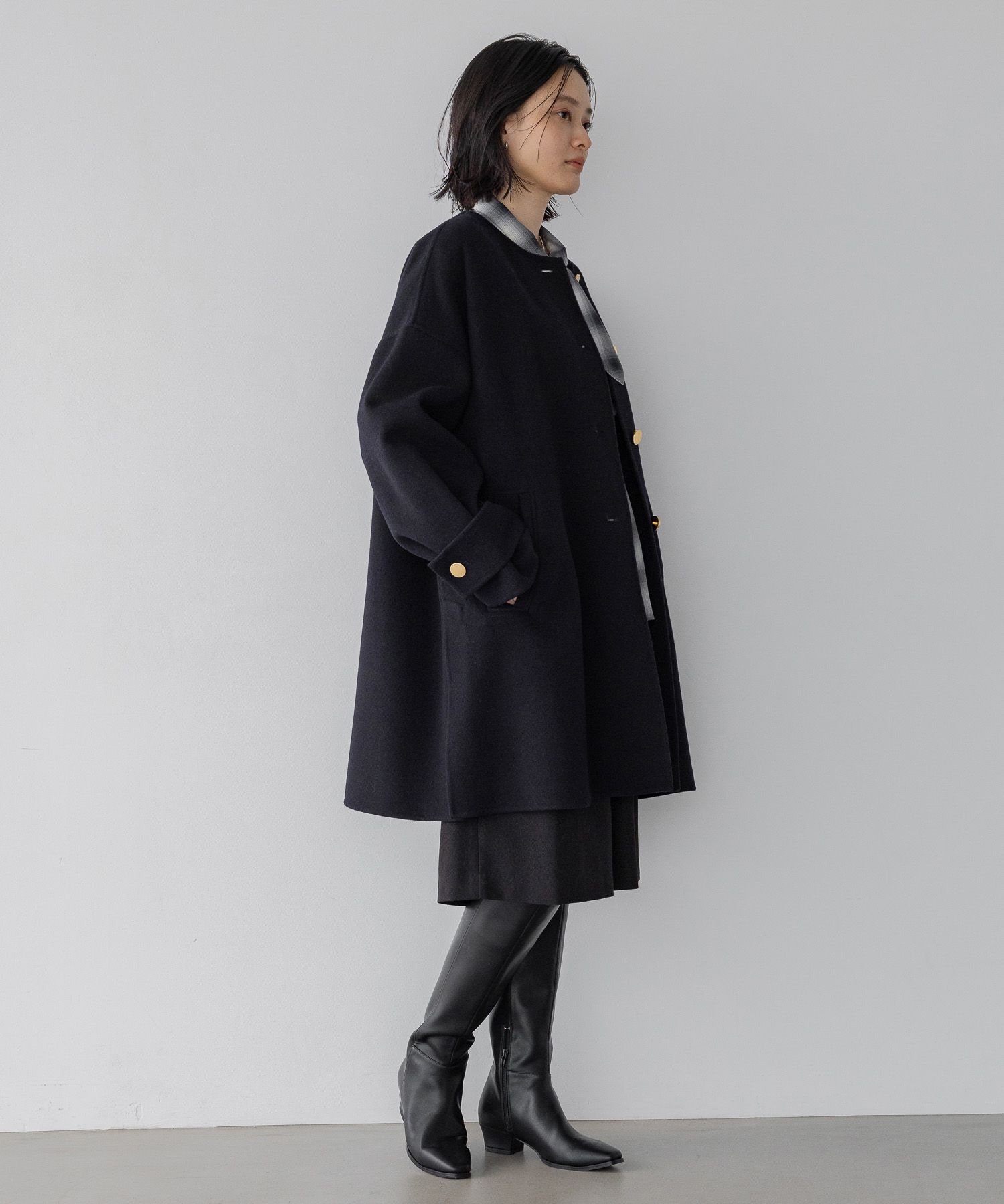 A part by 「【名品シリーズ】カシープノーカラーコート」|ノーカラーコート|