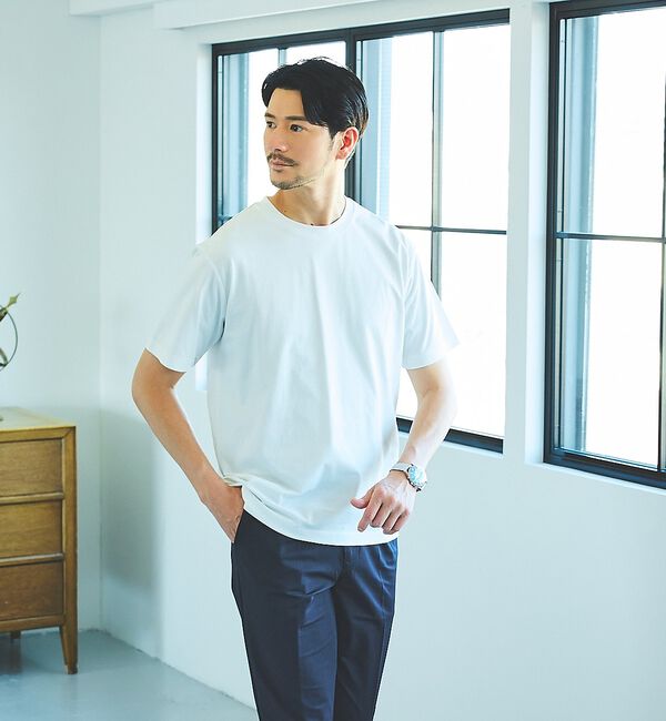 ABAHOUSE「【SMART CLOSET】シルケット天竺 クルーネック 半袖Tシャツ / 接触」|Tシャツ・カットソー|