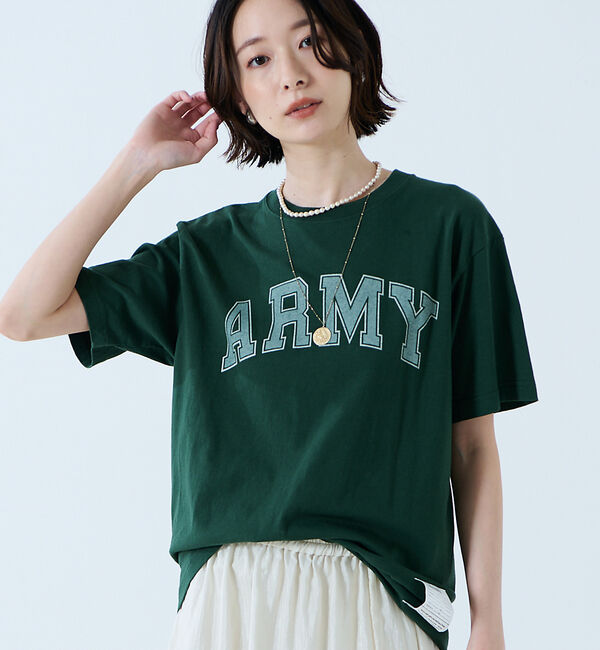 Rouge vif「【JOHNBULL/ジョンブル】ARMY プリント S/S Tシャツ / 半袖T」|Tシャツ・カットソー|グリーン