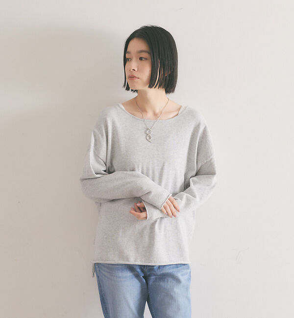 qualite「【WEB・一部店舗限定】クルーネックコットンニットプルオーバー」|ニット・セーター|