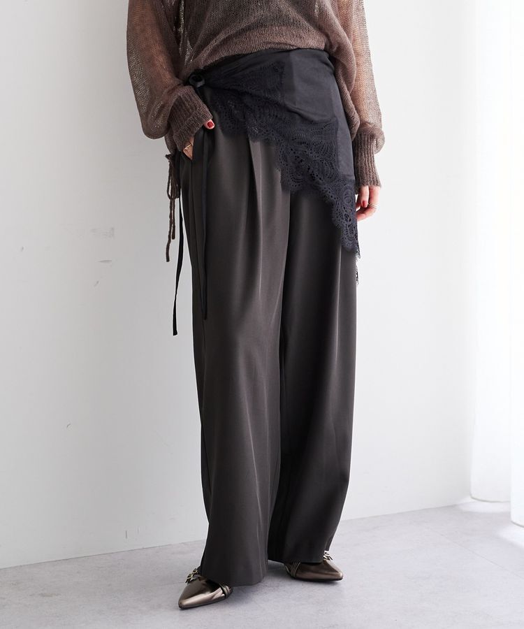 YECCA VECCA「[2SET]レイヤードストレートパンツ」|その他|Charcoal Gray