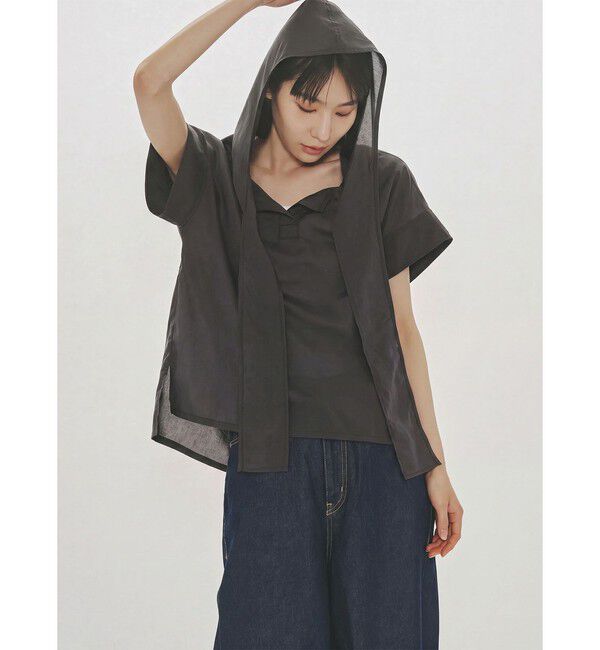 MIDIUMISOLID「MIDIUMISOLID for Ladies フードタイワイドプルオーバー」|シャツ・ブラウス|ブラック