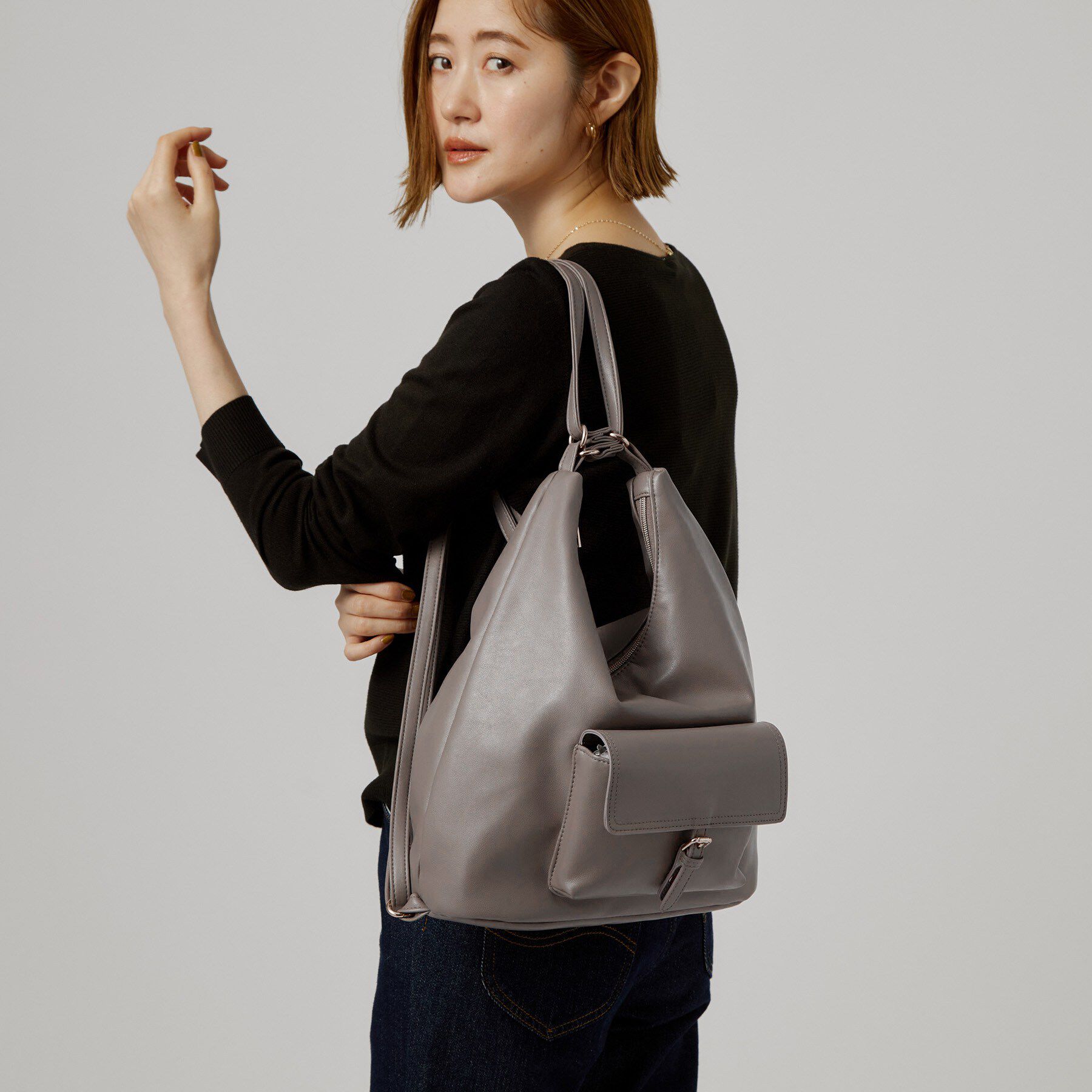 grove「フラップポケ3WAYショルダー」|ショルダー・メッセンジャー|トープ(054)