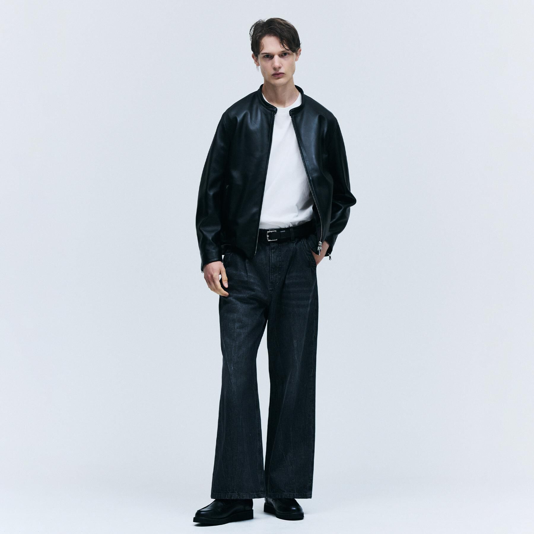 tk.TAKEO KIKUCHI「【本革】シングルレザージャケット」|ブルゾン・スタジャン|