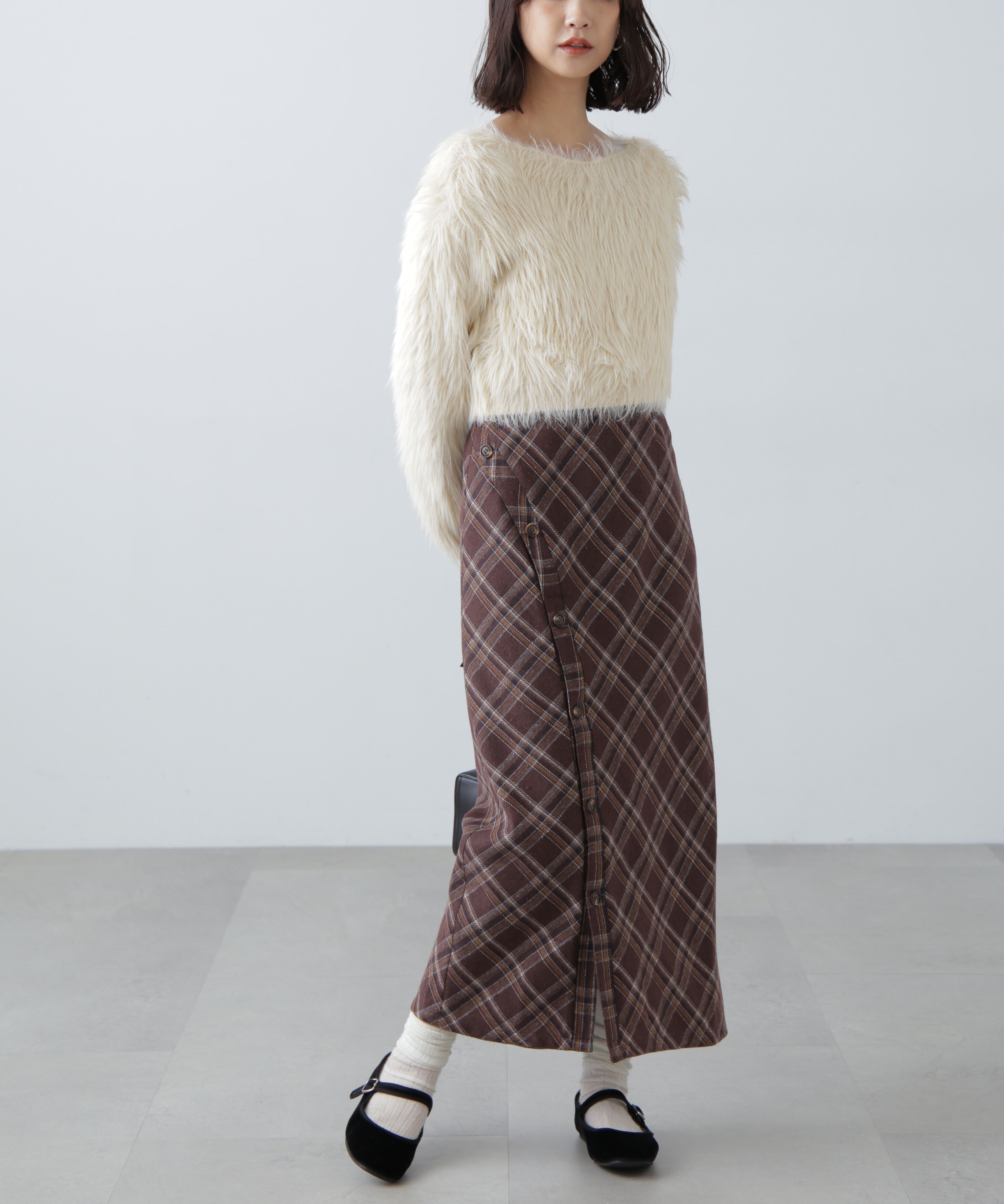  「ショート丈ロングシャギーニット」|ニット・セーター|