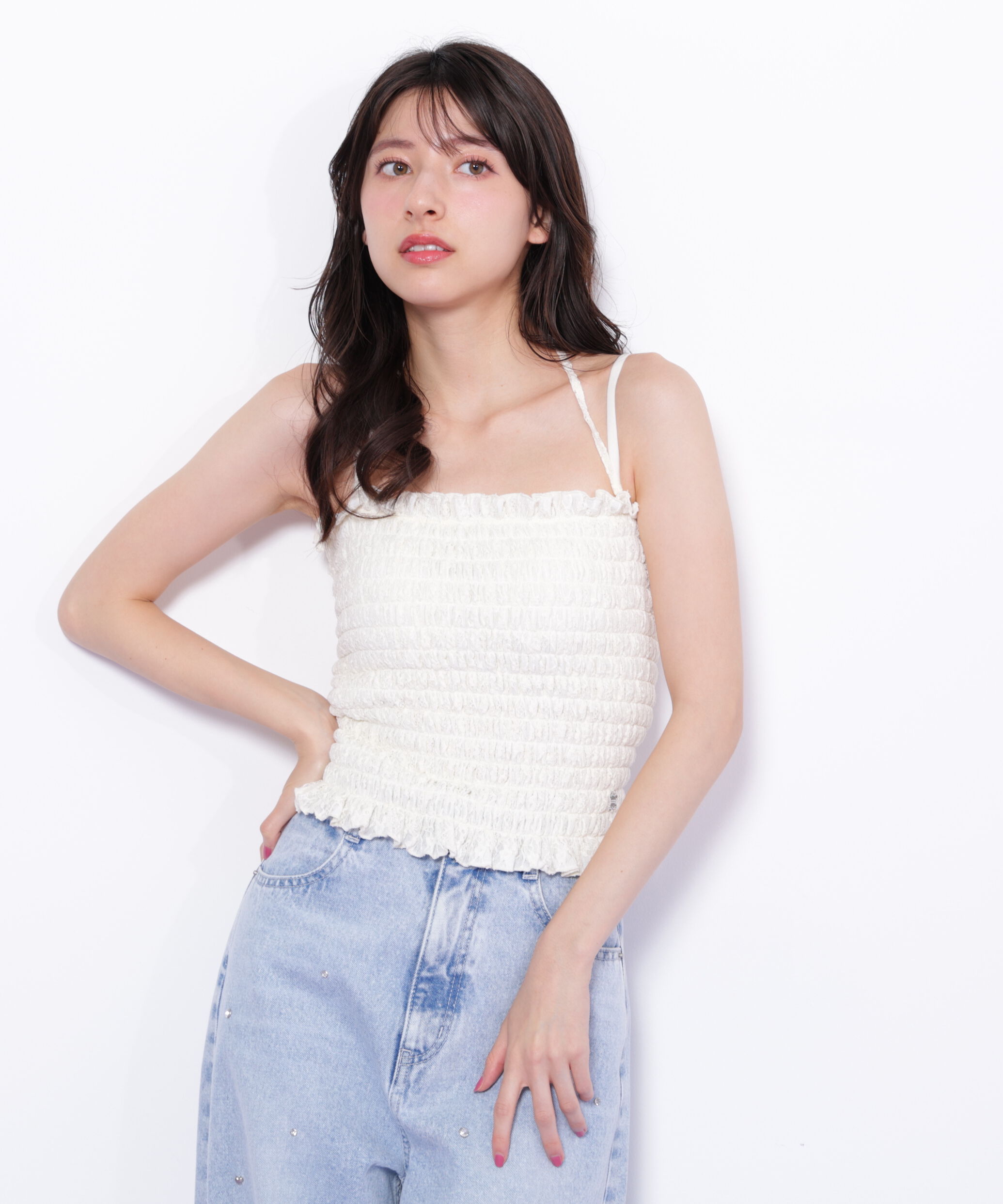  「シャーリングキャミソール」|Tシャツ・カットソー|