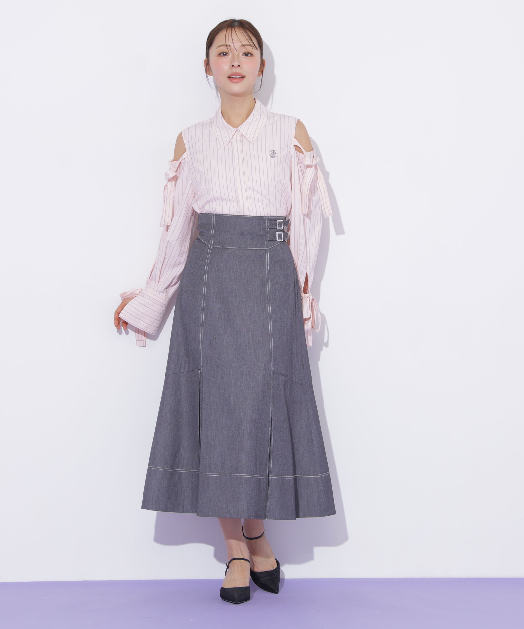  「ショルダーリボンシャツ」|シャツ・ブラウス|