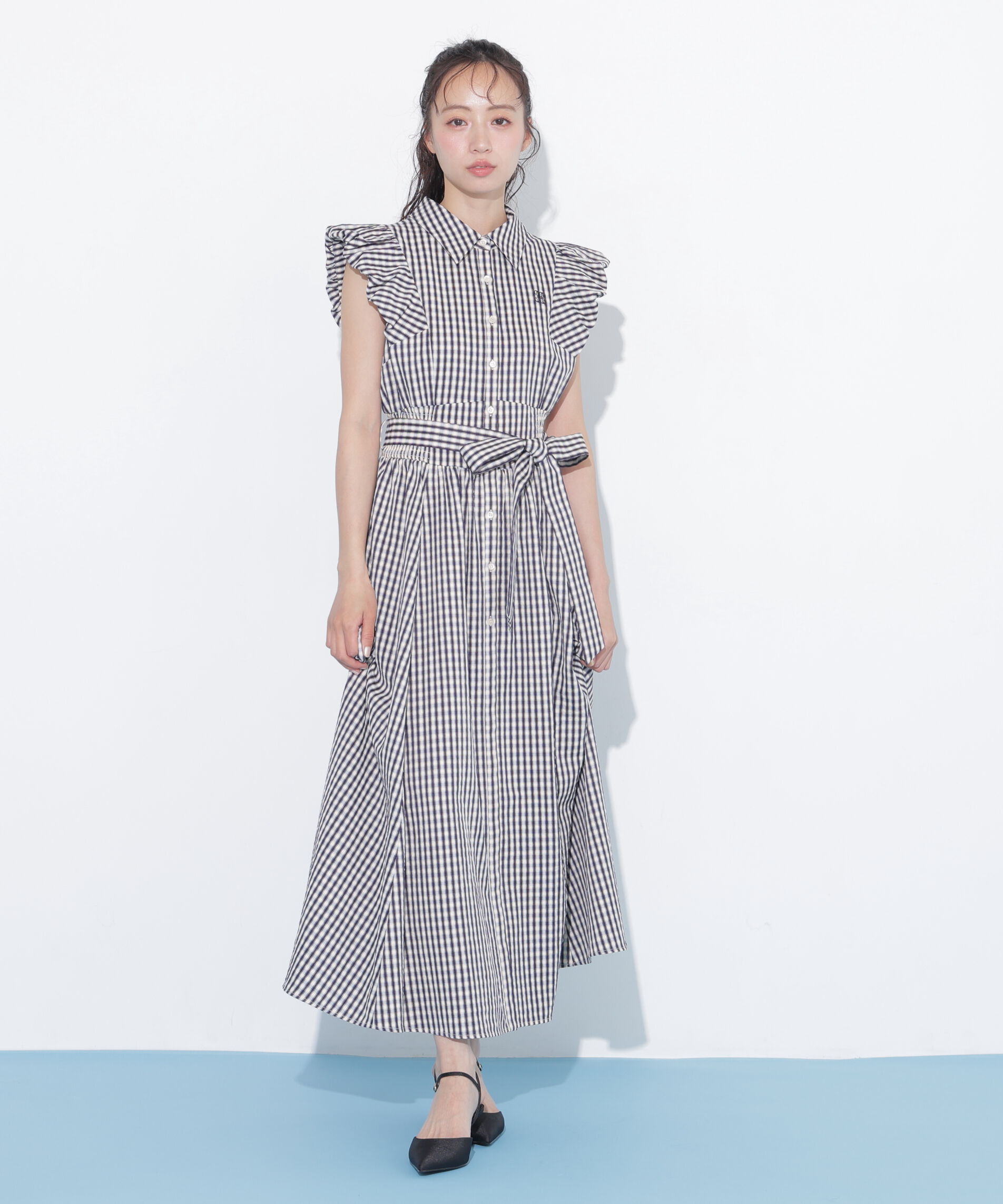  「袖バルーンシャツワンピース」|ワンピース|