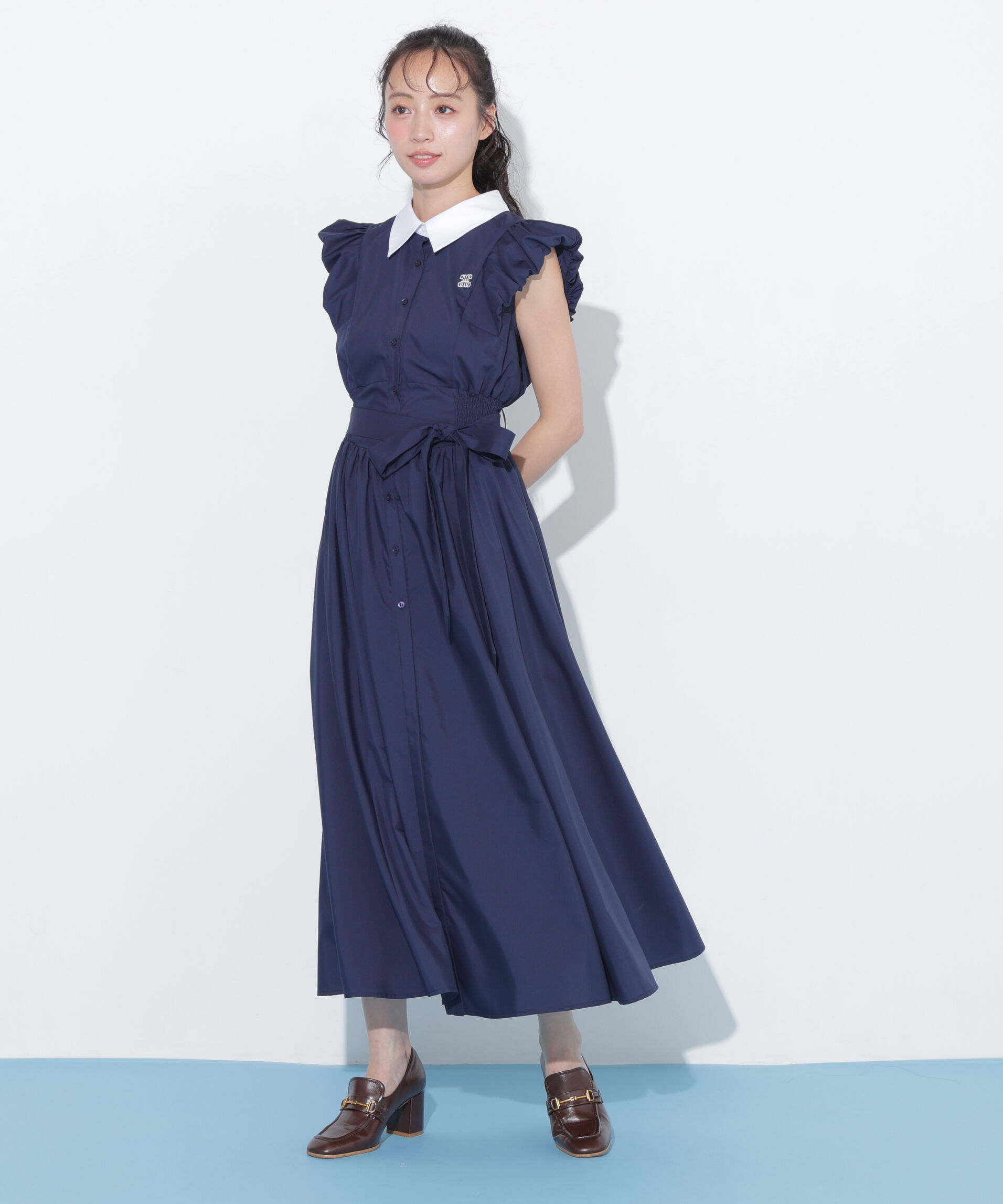  「袖バルーンシャツワンピース」|ワンピース|