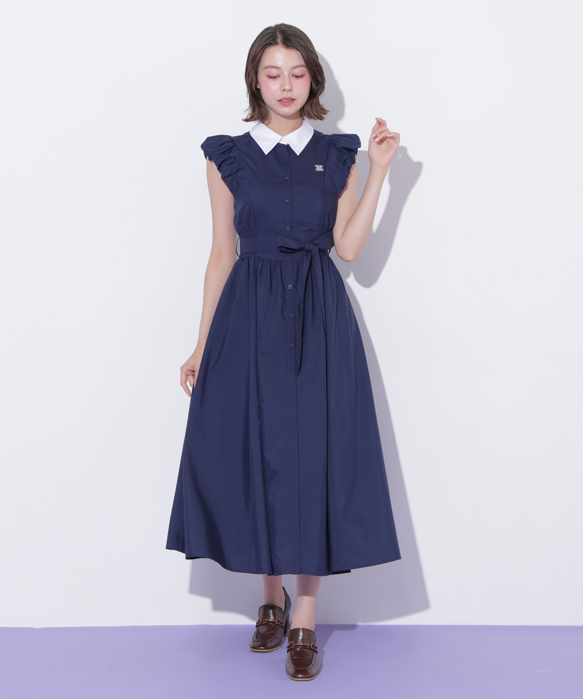  「袖バルーンシャツワンピース」|ワンピース|