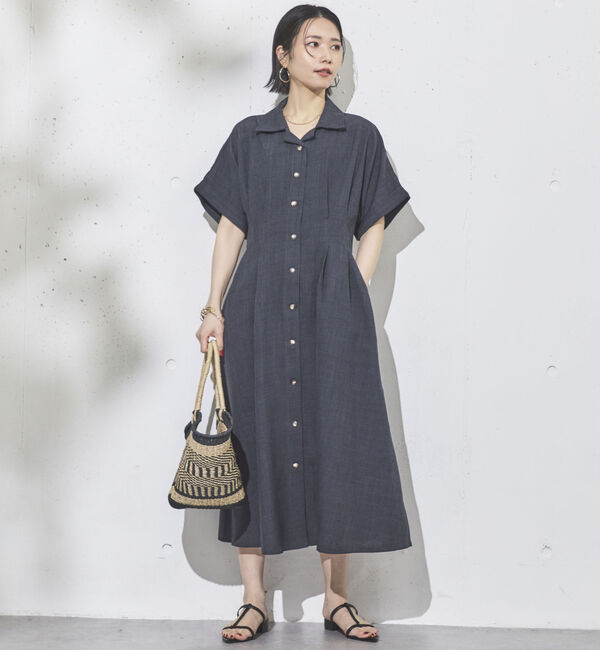 Doux archives「タックフレアシャツワンピース」|ワンピース|