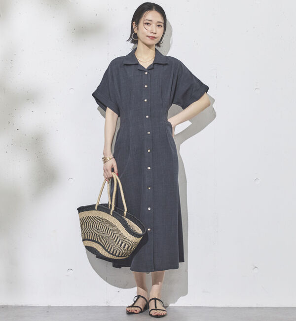 Doux archives「タックフレアシャツワンピース」|ワンピース|