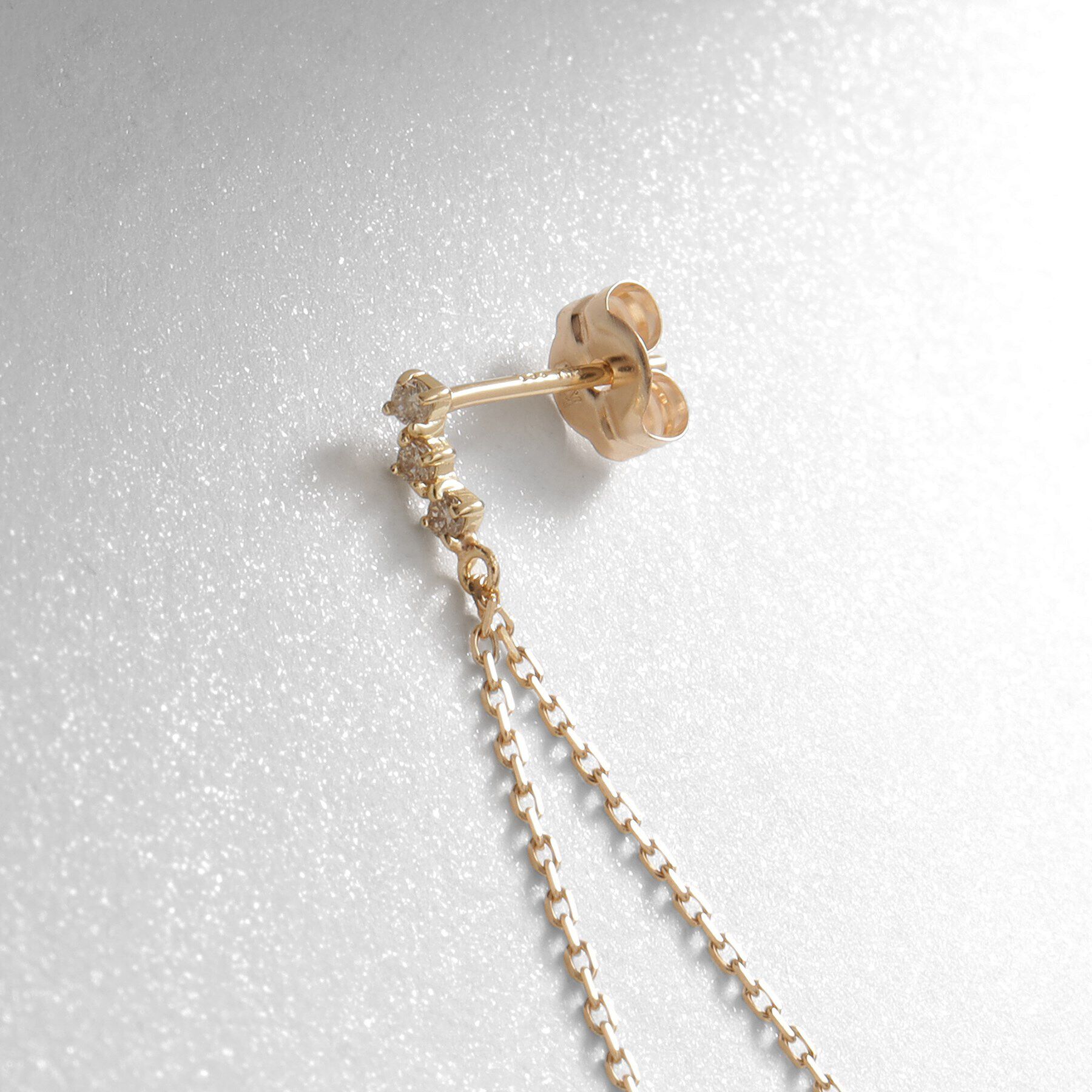 COCOSHNIK「K10ダイヤモンド フリンジチェーン スタッドピアス」|ピアス|