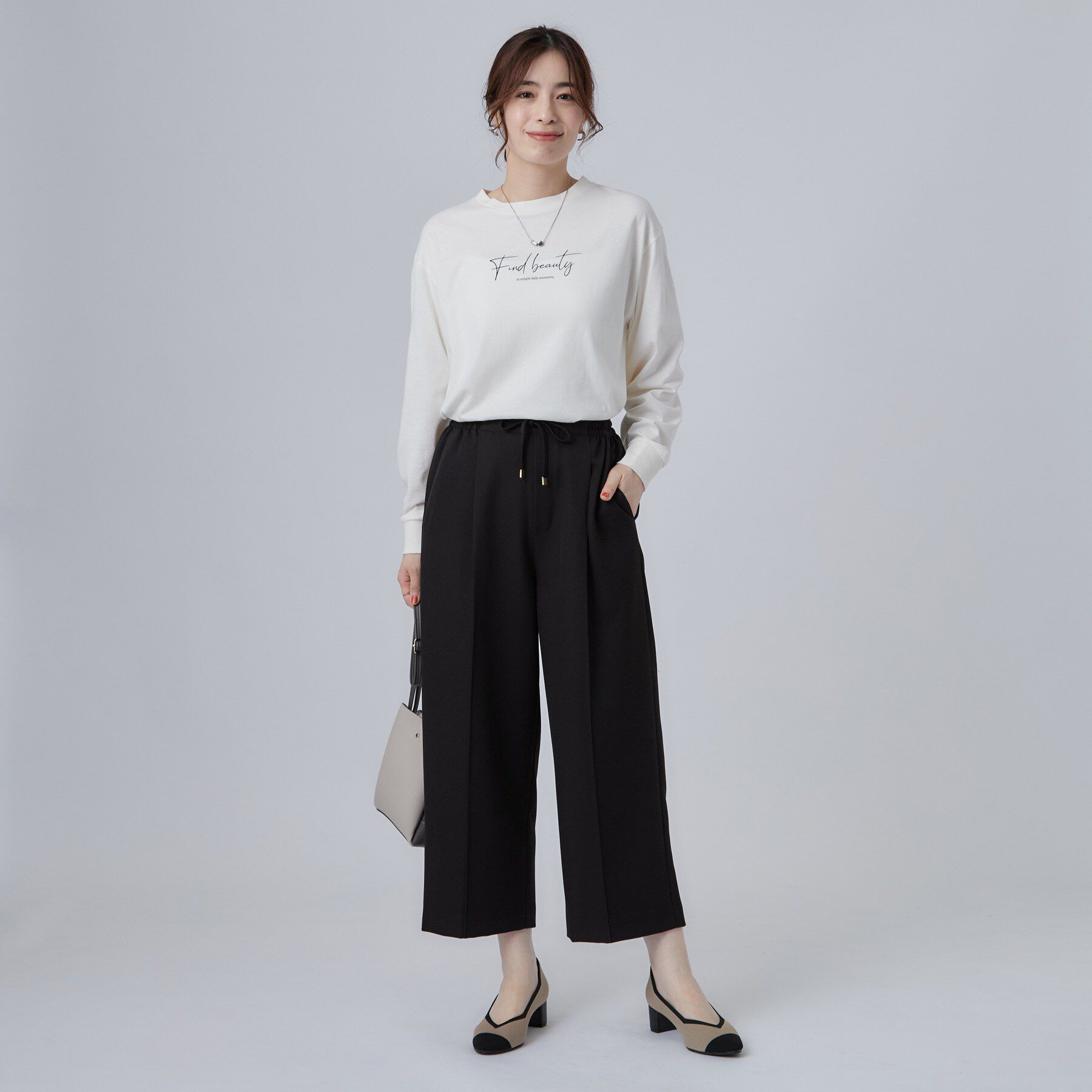 SHOO･LA･RUE「【着丈選べる/洗濯後しわになりにくい】センターピンタックですっきり見え きれいめイージーワイドパンツ」|その他|