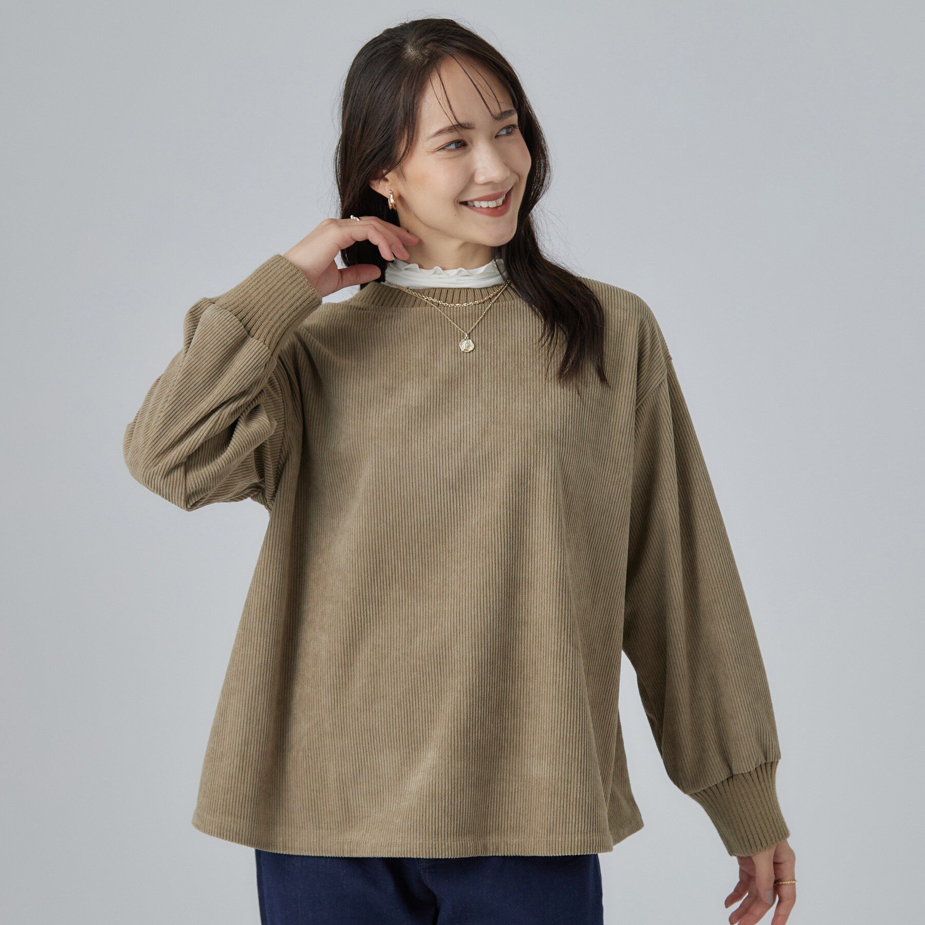 SHOO･LA･RUE「コーデの幅が広がる！コーデュロイ2WAYプルオーバー」|Tシャツ・カットソー|