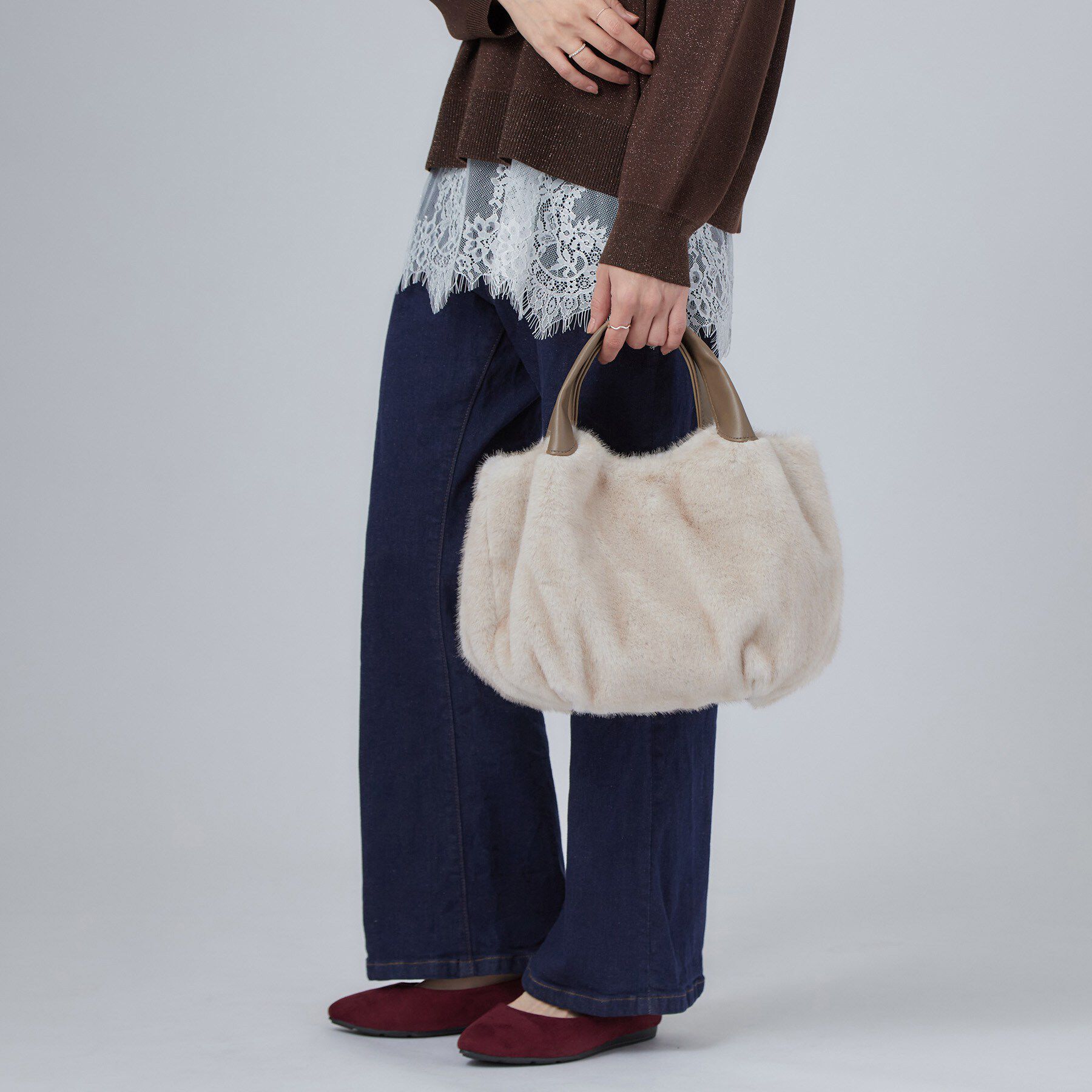 SHOO･LA･RUE「フェイクファーバルーントート」|トートバッグ|