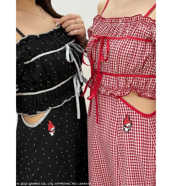 MERCURYDUO「【メロクロコラボ】マイメロディシャーリングカットアウトワンピース」|ワンピース|