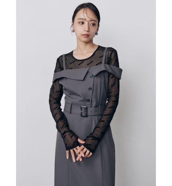 MURUA「オフショルフロントボタンジャンパースカート」|ワンピース|