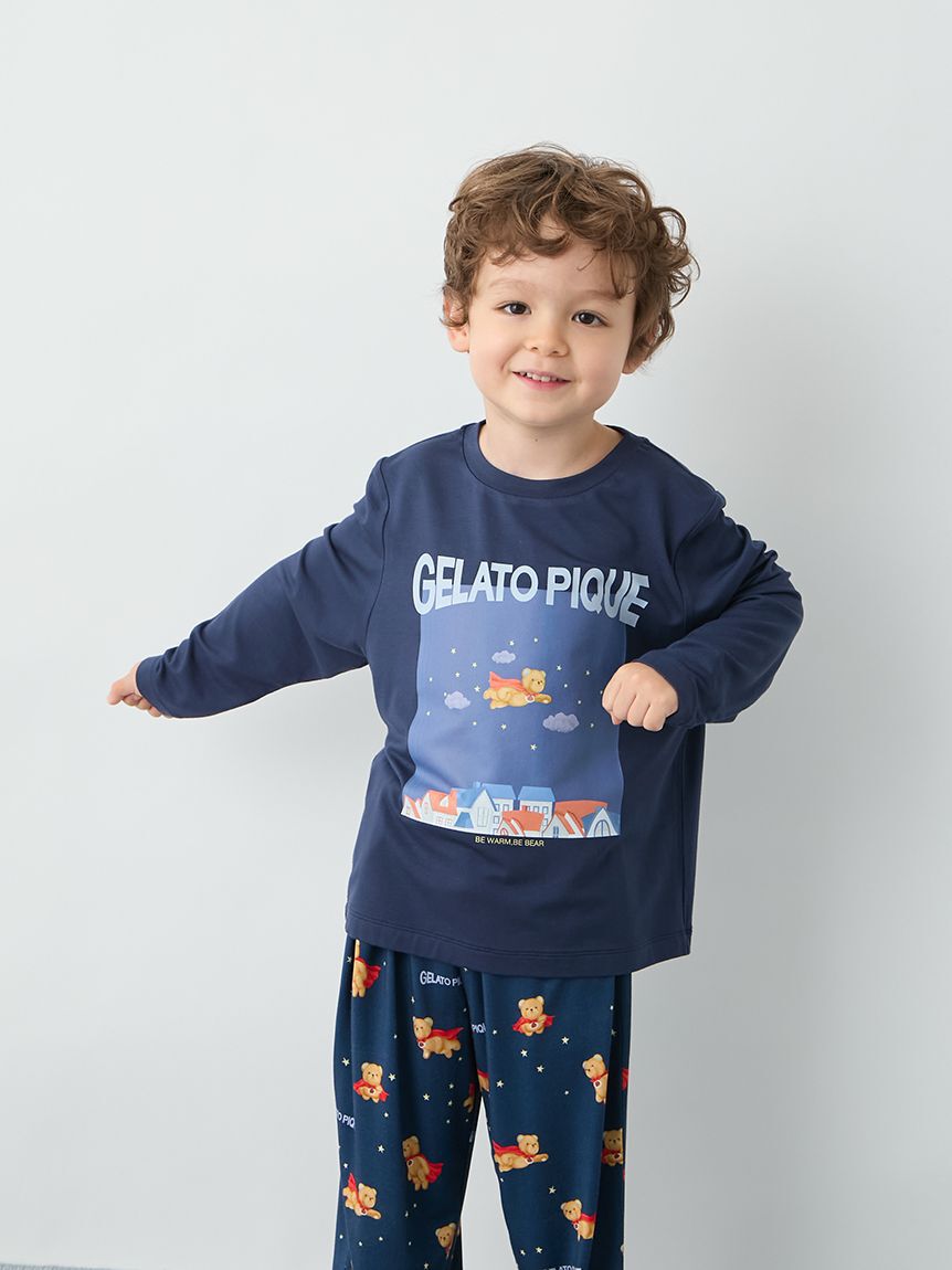 GELATO PIQUE KIDS & BABY「【KIDS】【抗菌防臭】ヒーローベアワンポイントロンT」|ルームウェア|