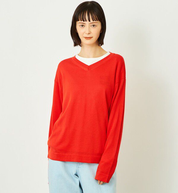 MACKINTOSH PHILOSOPHY「GREY LABEL ファインコットンVネックニット」|ニット・セーター|レッド