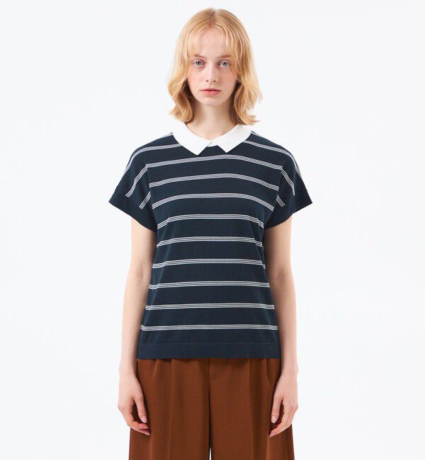 MACKINTOSH PHILOSOPHY「【Bicolor Knit Polo】ボーダー半袖」|ニット・セーター|