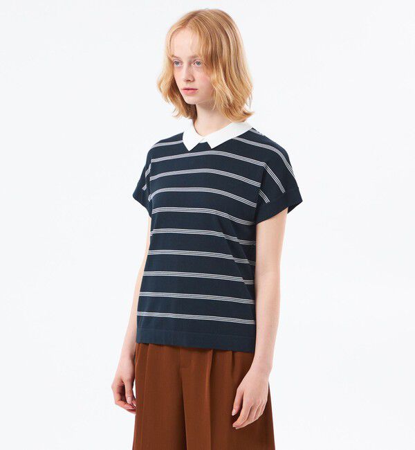 MACKINTOSH PHILOSOPHY「【Bicolor Knit Polo】ボーダー半袖」|ニット・セーター|