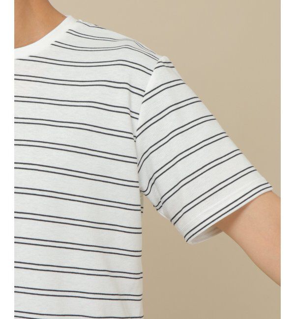 IKKA LOUNGE「ミラノリブボーダークールネックT」|Tシャツ・カットソー|