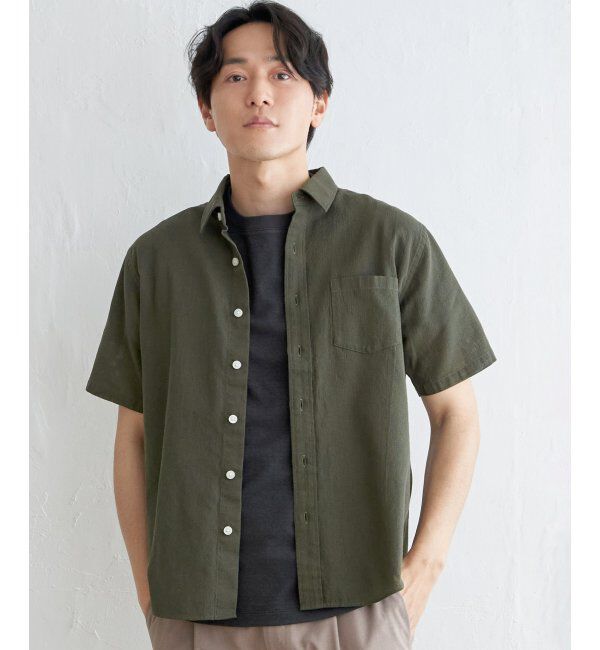 ikka「パナマレギュラーカラーシャツ」|シャツ・ブラウス|オリーブ