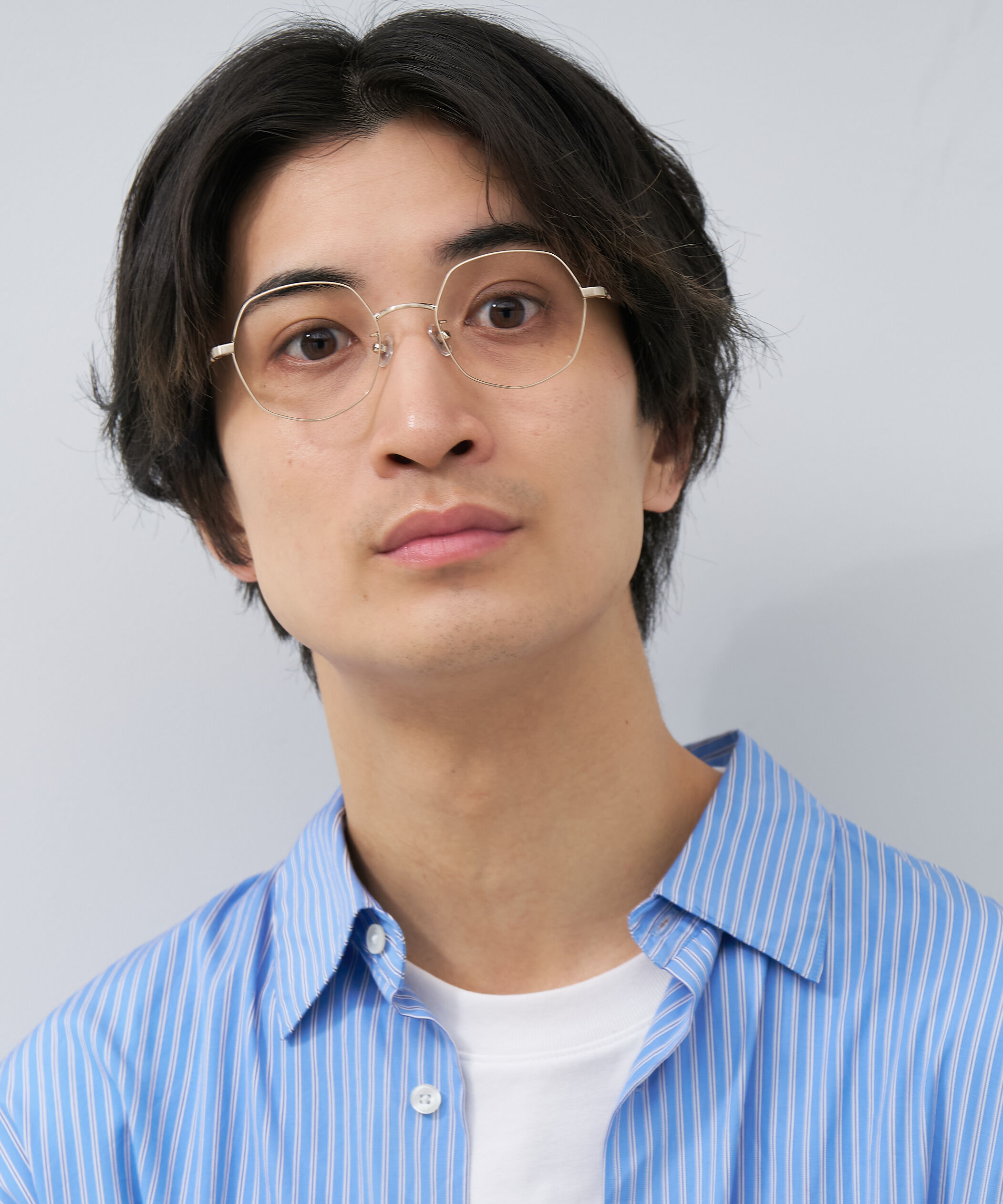  「ボストン型 ヘプタゴン 多角形 デザイン性のあるオシャレなメガネ｜メタル ユニセックス レンズ交換券付き」|メガネ|